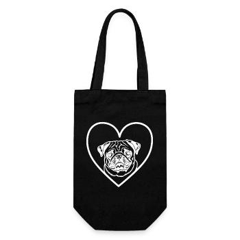 Mops Herz Liebhaber Hundebesitzer - Geschenkbeutel für Flaschen - Schwarz - Vorne
