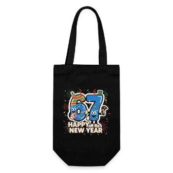 67 Six Seven 6-7 Silvester 2026 Lustig Geschenk - Geschenkbeutel für Flaschen - Schwarz - Vorne