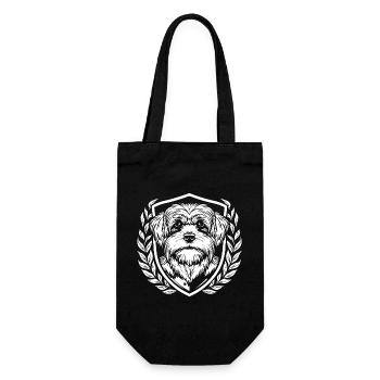 Wächterhund Wappenstil - Geschenkbeutel für Flaschen - Schwarz - Vorne