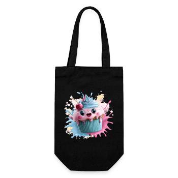 Kawaii Cupcake Splash mit Kirsche - Geschenkbeutel für Flaschen - Schwarz - Vorne