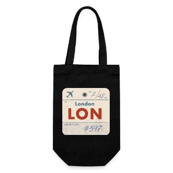 London LON Vintage Airline Tag - Gift Bag for Bottles - black - Front