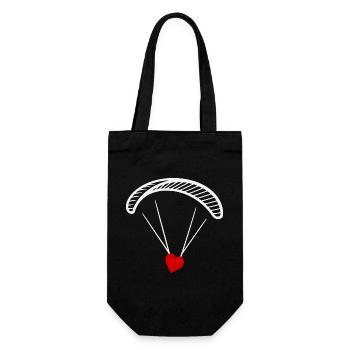 Paraglider - Paraglider with heart - Valentine's Day - Gift Bag for Bottles - black - Front