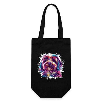 Dog Portrait: Watercolor Splash - Gift Bag for Bottles - black - Front