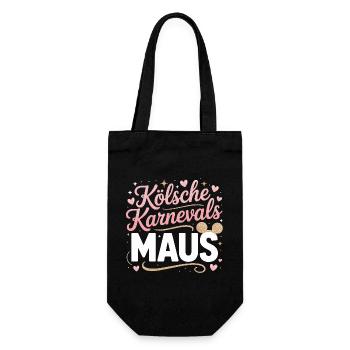 Kölsche Karnevalsmaus Karneval Köln Kölner Maus - Geschenkbeutel für Flaschen - Schwarz - Vorne