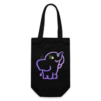 Cheerful purple outline elephant - Gift Bag for Bottles - black - Front