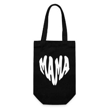 Mama – Kleines Herz (Sonderfarbe) - Geschenkbeutel für Flaschen - Schwarz - Vorne