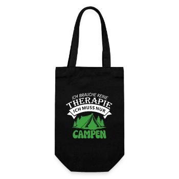 Ich brauche keine Therapie - Camping - Geschenkbeutel für Flaschen - Schwarz - Vorne