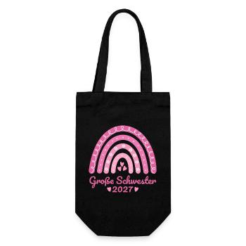 Große Schwester 2027 Regenbogen rosa - Geschenkbeutel für Flaschen - Schwarz - Vorne
