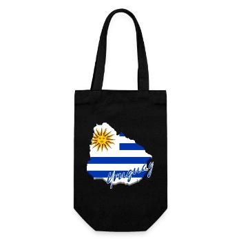 Map with the flag of Uruguay, I love Uruguay - Gift Bag for Bottles - black - Front