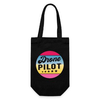 Drone Pilot Drohnenpilot Gradient Badge - Gift Bag for Bottles - black - Front