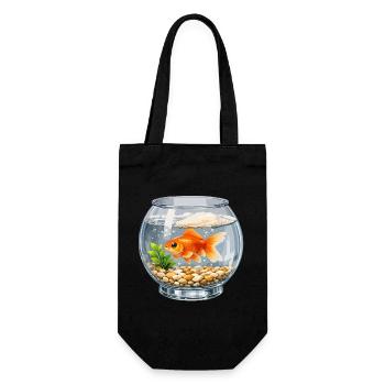 Goldfish in Glass Vase Art - Gift Bag for Bottles - black - Front