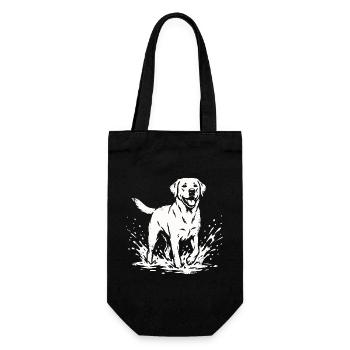 Labrador Water Splash Dog Lover Shirt - Gift Bag for Bottles - black - Front