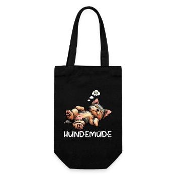 Hundemüde Yorkshire Terrier Yorkie Yorkiebesitzer  - Geschenkbeutel für Flaschen - Schwarz - Vorne