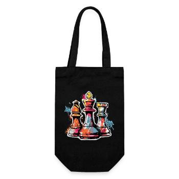 Schach Graffiti Figuren Design für Männer Geschenk - Geschenkbeutel für Flaschen - Schwarz - Vorne