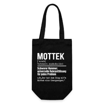 Mottek Definition, Ruhrpott, Ruhrgeiet Dialekt - Geschenkbeutel für Flaschen - Schwarz - Vorne