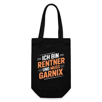 Ich bin Rentner – muss gar nix - Geschenkbeutel für Flaschen - Schwarz - Vorne
