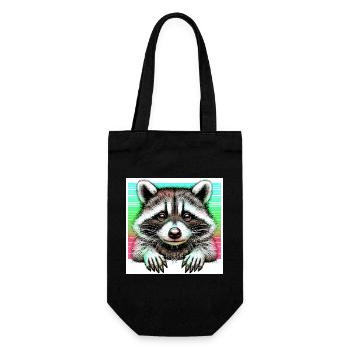 Waschbär - Geschenkbeutel für Flaschen - Schwarz - Vorne