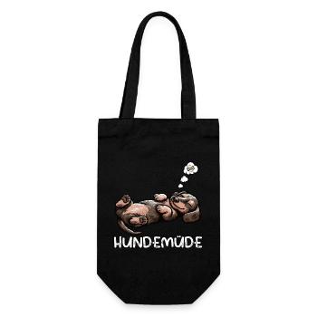 Hundemüde Rauhaardackel Dackel Dackelbesitzer  - Geschenkbeutel für Flaschen - Schwarz - Vorne