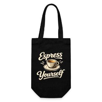 Espress Yourself - Kaffee Spruch Kaffeetasse Idee - Geschenkbeutel für Flaschen - Schwarz - Vorne