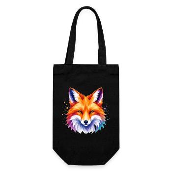 Fuchs Design – Polygon Fox Motiv für Tierliebhaber - Geschenkbeutel für Flaschen - Schwarz - Vorne
