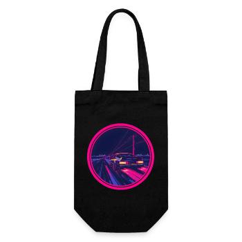 Voiture néon Cyberpunk Synthwave rétro - Sac à bouteille - noir - Devant