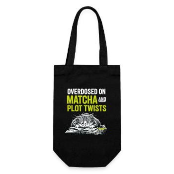 Motif de chat pour rats de bibliothèque Cadeau matcha - Sac à bouteille - noir - Devant