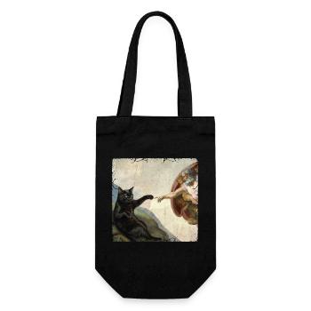 Chat gifle la main de Dieu Mème des chats drôles - Sac à bouteille - noir - Devant