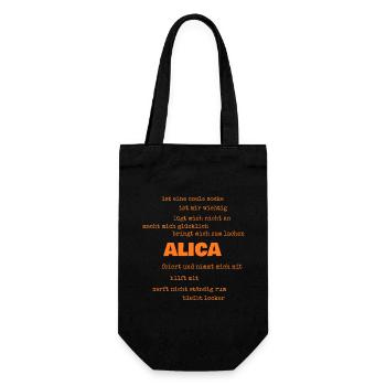 Spruch Alica - Geschenkbeutel für Flaschen - Schwarz - Vorne