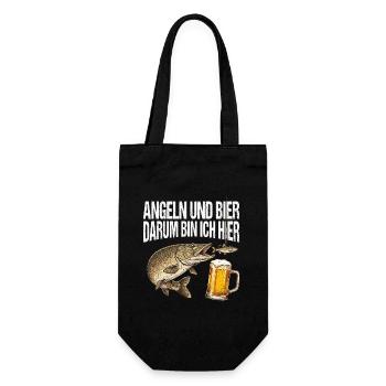 Hecht Angeln Und Bier - Geschenkbeutel für Flaschen - Schwarz - Vorne