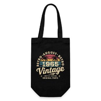 August 1965 Retro Vintage Birthday Palm Trees - Gift Bag for Bottles - black - Front