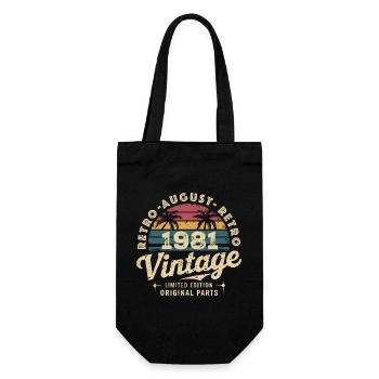 Vintage August 1981 Birthday August 1981 Mountain - Gift Bag for Bottles - black - Front