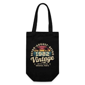 Vintage August 1982 Birthday August 1982 Mountain - Gift Bag for Bottles - black - Front