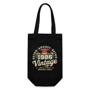 Vintage August 1986 Geburtstag August 1986 Berg - Geschenkbeutel für Flaschen - Schwarz - Vorne