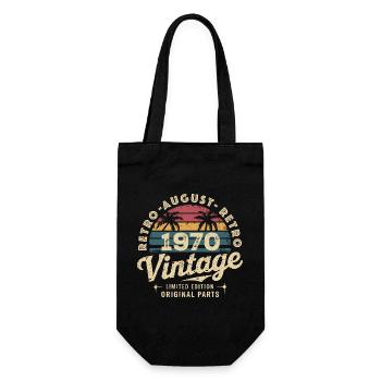 Vintage August 1970 Geburtstag August 1970 Berg - Geschenkbeutel für Flaschen - Schwarz - Vorne