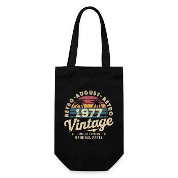 Vintage August 1977 Geburtstag August 1977 Berg - Geschenkbeutel für Flaschen - Schwarz - Vorne