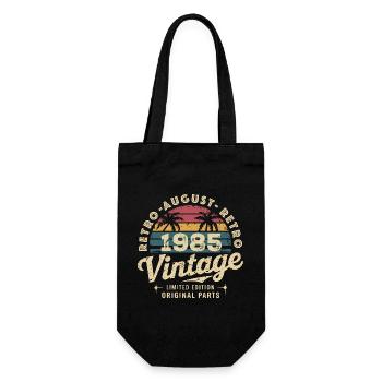 Vintage August 1985 Geburtstag August 1985 Berg - Geschenkbeutel für Flaschen - Schwarz - Vorne