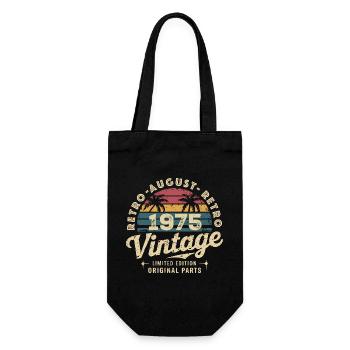 Vintage August 1975 Birthday August 1975 Mountain - Gift Bag for Bottles - black - Front