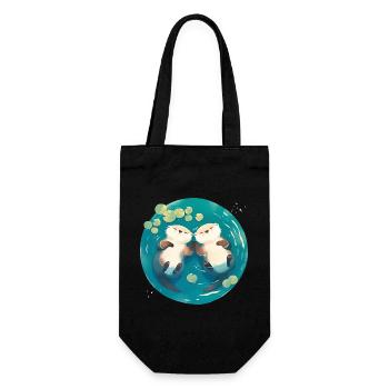 Otter Cute Valentine's Day Anniversary Wedding Anniversary Couple - Gift Bag for Bottles - black - Front