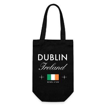 Dublin Ireland Coordinates Travel Souvenir - Gift Bag for Bottles - black - Front