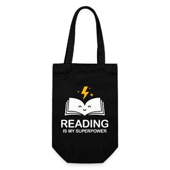 Reading Is My Superpower | Book Lover Shirt - Gift Bag for Bottles - black - Front