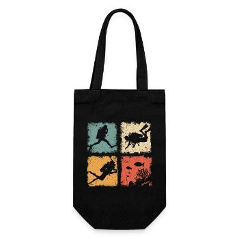 Retro Tauchen im Meer Für Schnorchler Und Taucher - Geschenkbeutel für Flaschen - Schwarz - Vorne