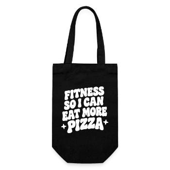 Fitness so i can eat more pizza - Geschenkbeutel für Flaschen - Schwarz - Vorne