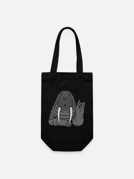 Walross - Geschenkbeutel für Flaschen - Schwarz