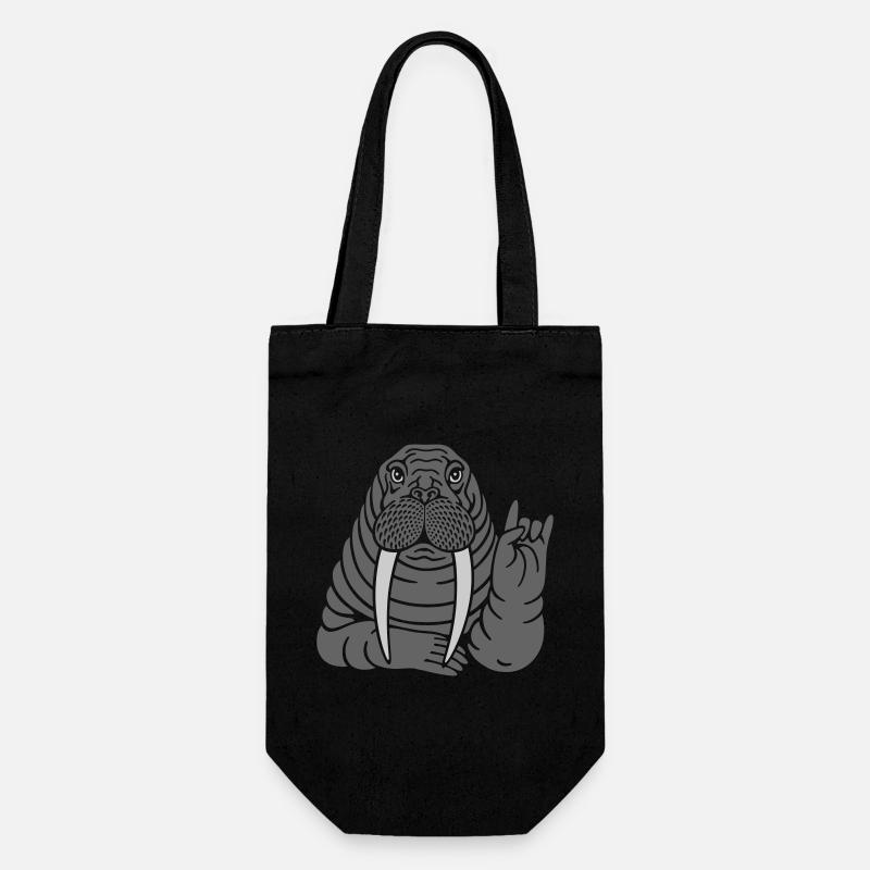 Walross - Geschenkbeutel für Flaschen - Schwarz