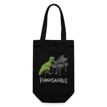 Pianosaurus Rex - Piano Playing Dinosaur - Gift Bag for Bottles - black - Front