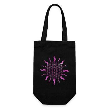 Flower of Life Sun Mandala Watercolor Pink - Gift Bag for Bottles - black - Front