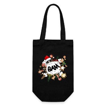 lustige Comic Blase - Stressfaktor Weihnachtszeit - Geschenkbeutel für Flaschen - Schwarz - Vorne