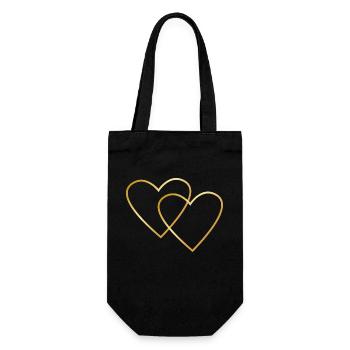 Two Golden Hearts - Gift Bag for Bottles - black - Front