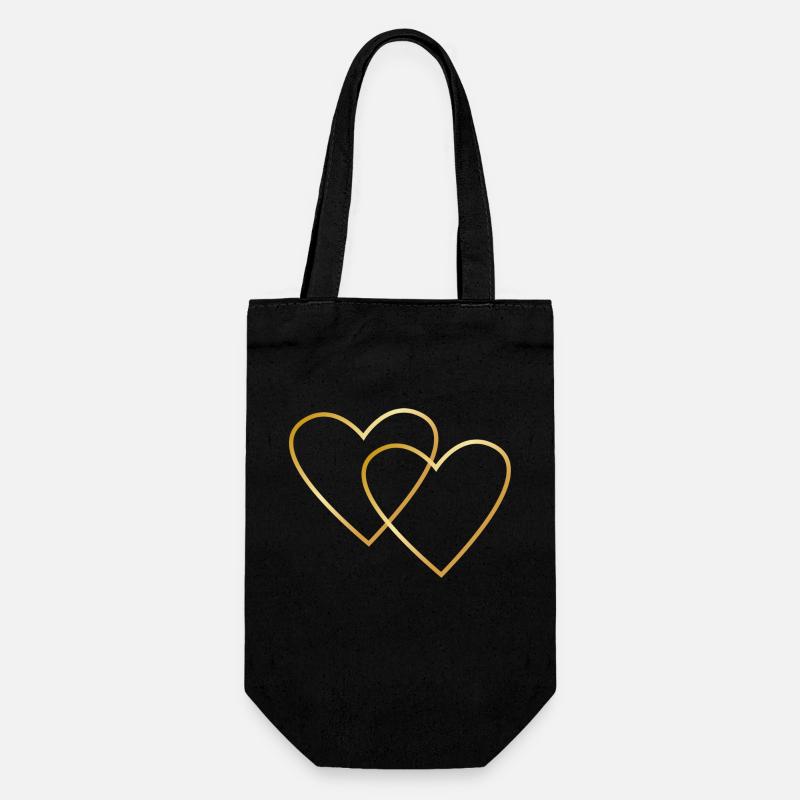 Deux cœurs d’or - Sac à bouteille - noir