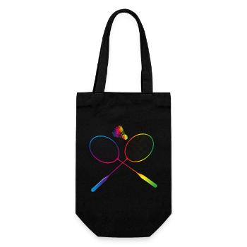 colorful badminton badminton with badminton racket - Gift Bag for Bottles - black - Front